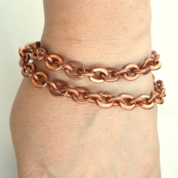Conceptual Subculture Jewelry - Double Strand Copper Heavy Chain Bracelet Rustic